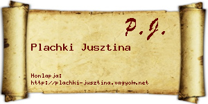 Plachki Jusztina névjegykártya